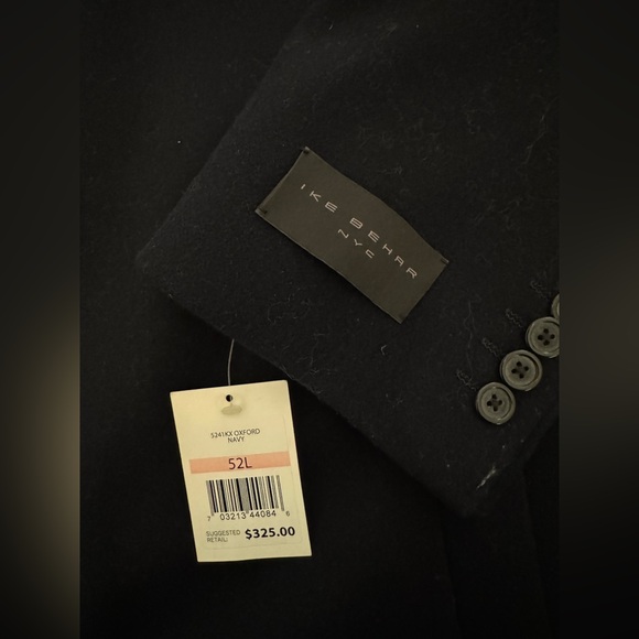 Ike Behar Men's Big Tall Navy Blue Oxford Wool Coat 54 Long - Picture 8 of 10